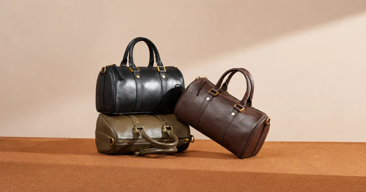 Cuirae top-grain leather everyday bag collection used in a modern office setup