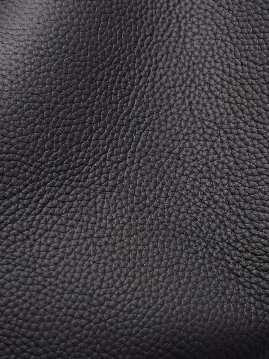 Close-up of the black pebbled cowhide leather texture